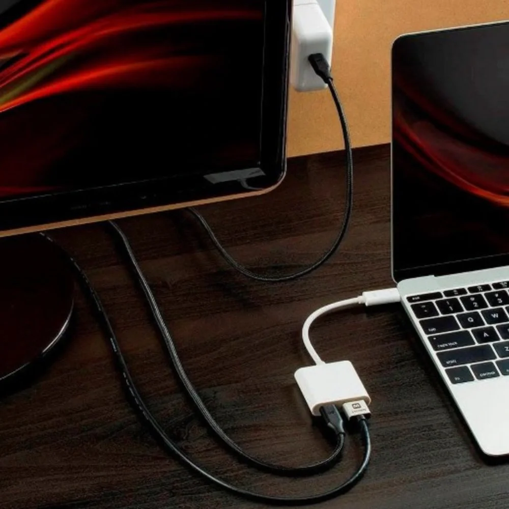 NWT Monoprice USB-C to HDMI&USB-C (F) Dual Port Adapter,Compatible USB-C Laptops